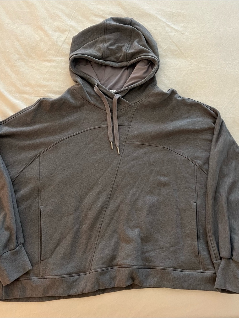 Lululemon Cropped Grey Oversized Hooded Sweatshirt